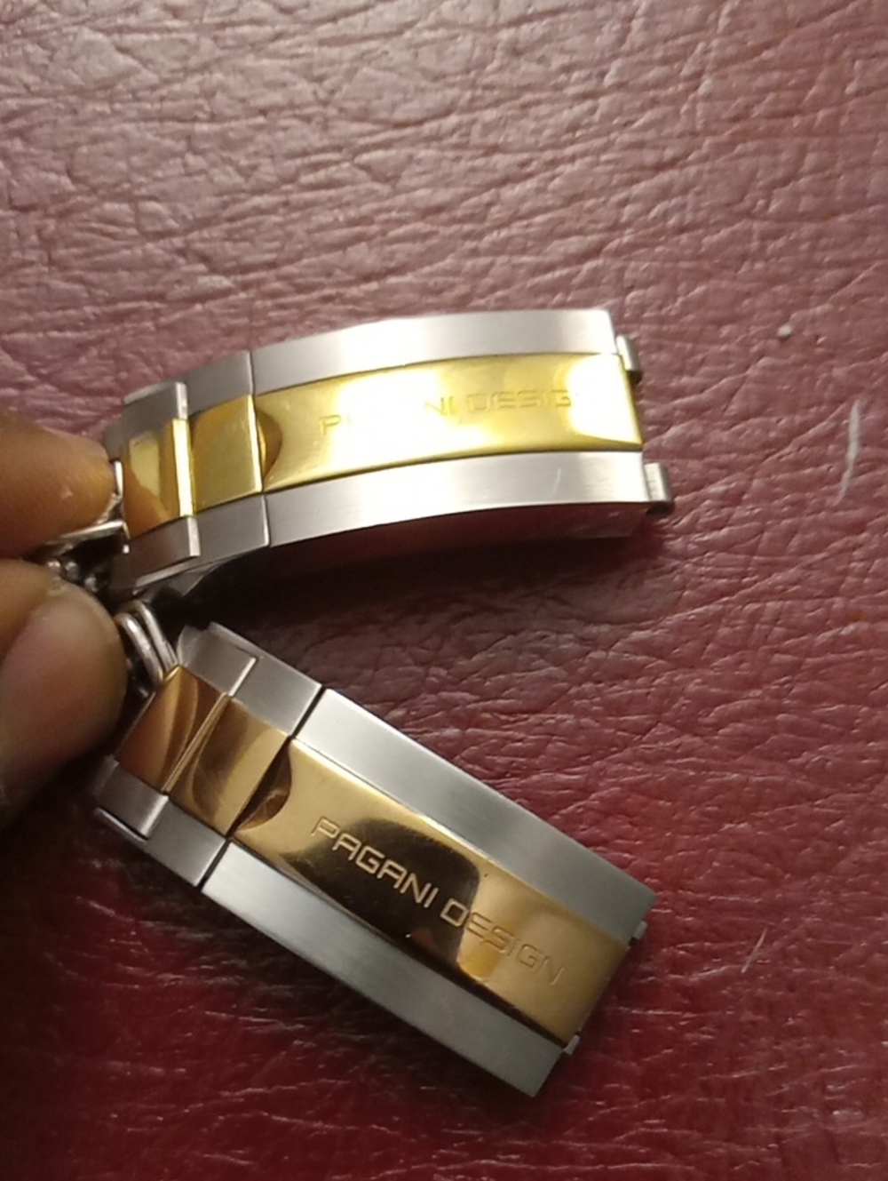 Pagani Design Two-Tone Gold & Silver Men’s Watch Bracelet Clasp View 2